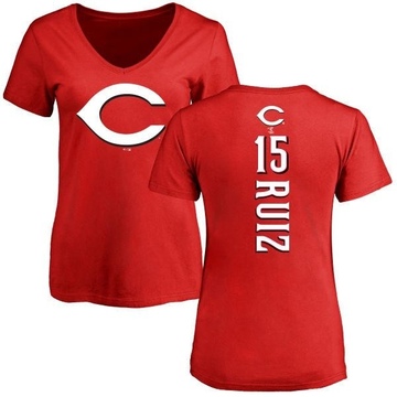 Women's Cincinnati Reds Chico Ruiz ＃15 Backer Slim Fit T-Shirt - Red