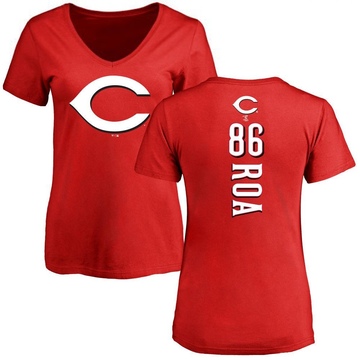 Women's Cincinnati Reds Christian Roa ＃86 Backer Slim Fit T-Shirt - Red