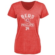 Women's Cincinnati Reds Connor Phillips ＃34 Base Runner T-Shirt - Red