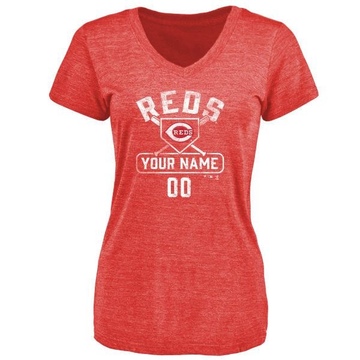 Women's Cincinnati Reds Custom ＃00 Base Runner T-Shirt - Red