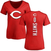 Women's Cincinnati Reds Dominic Smith ＃0 Backer Slim Fit T-Shirt - Red