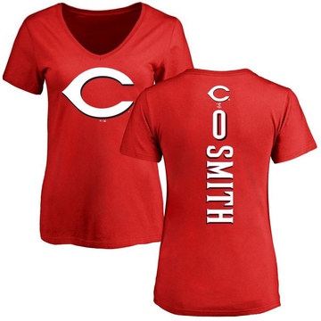 Women's Cincinnati Reds Dominic Smith ＃0 Backer Slim Fit T-Shirt - Red