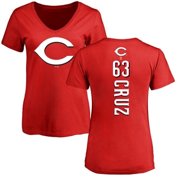 Women's Cincinnati Reds Fernando Cruz ＃63 Backer Slim Fit T-Shirt - Red