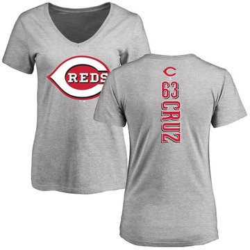 Women's Cincinnati Reds Fernando Cruz ＃63 Backer Slim Fit T-Shirt Ash