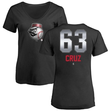 Women's Cincinnati Reds Fernando Cruz ＃63 Midnight Mascot V-Neck T-Shirt - Black