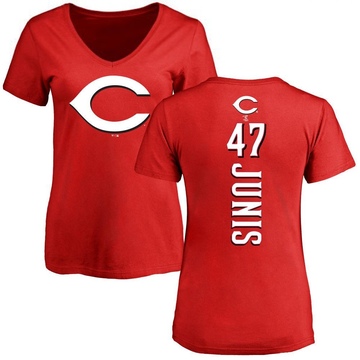 Women's Cincinnati Reds Jakob Junis ＃47 Backer Slim Fit T-Shirt - Red