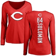 Women's Cincinnati Reds Jared Solomon ＃84 Backer Slim Fit Long Sleeve T-Shirt - Red