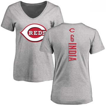 Women's Cincinnati Reds Jonathan India ＃6 Backer Slim Fit T-Shirt Ash