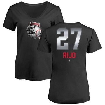 Women's Cincinnati Reds Jose Rijo ＃27 Midnight Mascot V-Neck T-Shirt - Black