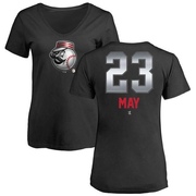 Women's Cincinnati Reds Lee May ＃23 Midnight Mascot V-Neck T-Shirt - Black