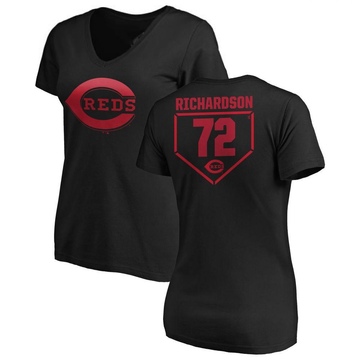 Women's Cincinnati Reds Lyon Richardson ＃72 RBI Slim Fit V-Neck T-Shirt - Black