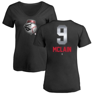 Women's Cincinnati Reds Matt McLain ＃9 Midnight Mascot V-Neck T-Shirt - Black