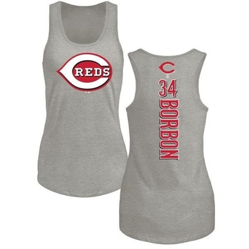 Women's Cincinnati Reds Pedro Borbon ＃34 Backer Tank Top Ash