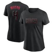 Women's Cincinnati Reds Wil Myers ＃4 2023 City Connect Name & Number T-Shirt - Black