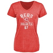 Women's Cincinnati Reds Yosver Zulueta ＃67 Base Runner T-Shirt - Red