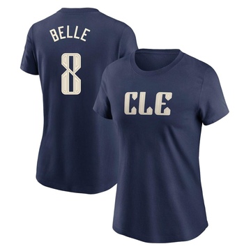 Women's Cleveland Guardians Albert Belle ＃8 2024 City Connect T-Shirt - Navy