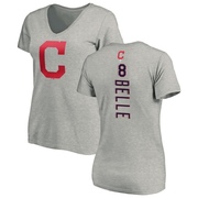 Women's Cleveland Guardians Albert Belle ＃8 Backer Slim Fit T-Shirt Ash