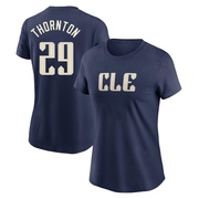 Women's Cleveland Guardians Andre Thornton ＃29 2024 City Connect T-Shirt - Navy