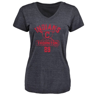 Women's Cleveland Guardians Andre Thornton ＃29 Base Runner T-Shirt - Navy