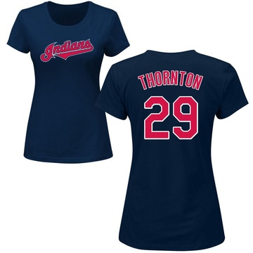 Women's Cleveland Guardians Andre Thornton ＃29 Roster Name & Number T-Shirt - Navy