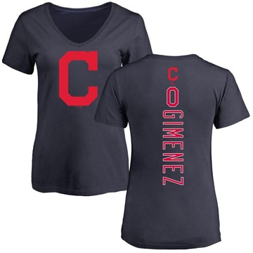 Women's Cleveland Guardians Andres Gimenez ＃0 Backer Slim Fit T-Shirt - Navy