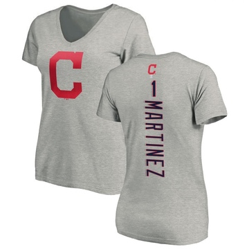 Women's Cleveland Guardians Angel Martinez ＃1 Backer Slim Fit T-Shirt Ash