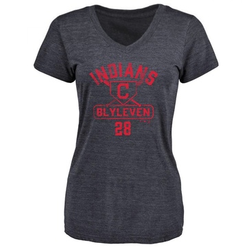 Women's Cleveland Guardians Bert Blyleven ＃28 Base Runner T-Shirt - Navy