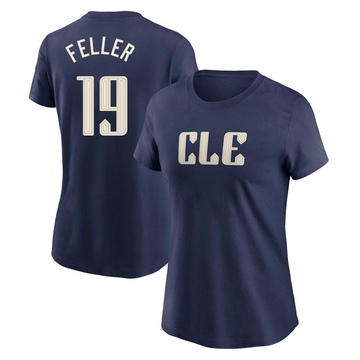 Women's Cleveland Guardians Bob Feller ＃19 2024 City Connect T-Shirt - Navy