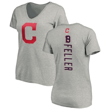 Women's Cleveland Guardians Bob Feller ＃19 Backer Slim Fit T-Shirt Ash