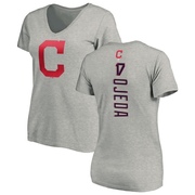 Women's Cleveland Guardians Bob Ojeda ＃17 Backer Slim Fit T-Shirt Ash