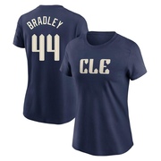 Women's Cleveland Guardians Bobby Bradley ＃44 2024 City Connect T-Shirt - Navy