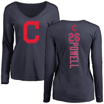 Women's Cleveland Guardians Boog Powell ＃26 Backer Slim Fit Long Sleeve T-Shirt - Navy