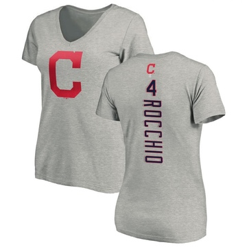 Women's Cleveland Guardians Brayan Rocchio ＃4 Backer Slim Fit T-Shirt Ash