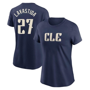 Women's Cleveland Guardians Bryan Lavastida ＃27 2024 City Connect T-Shirt - Navy