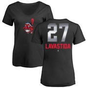 Women's Cleveland Guardians Bryan Lavastida ＃27 Midnight Mascot V-Neck T-Shirt - Black