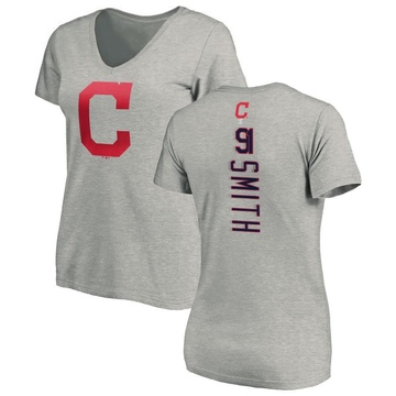 Women's Cleveland Guardians Cade Smith ＃91 Backer Slim Fit T-Shirt Ash