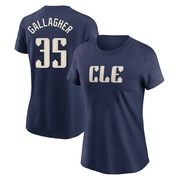 Women's Cleveland Guardians Cam Gallagher ＃35 2024 City Connect T-Shirt - Navy