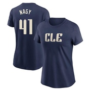 Women's Cleveland Guardians Charles Nagy ＃41 2024 City Connect T-Shirt - Navy