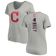 Women's Cleveland Guardians Charles Nagy ＃41 Backer Slim Fit T-Shirt Ash