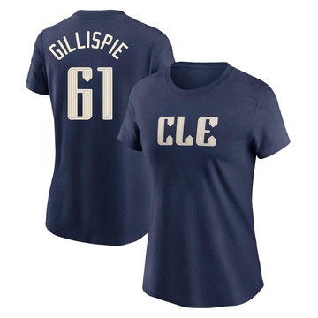 Women's Cleveland Guardians Connor Gillispie ＃61 2024 City Connect T-Shirt - Navy