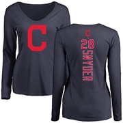 Women's Cleveland Guardians Cory Snyder ＃28 Backer Slim Fit Long Sleeve T-Shirt - Navy