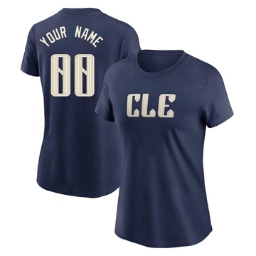 Women's Cleveland Guardians Custom ＃00 2024 City Connect T-Shirt - Navy