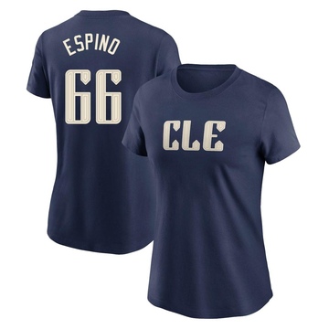 Women's Cleveland Guardians Daniel Espino ＃66 2024 City Connect T-Shirt - Navy