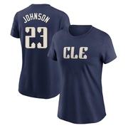 Women's Cleveland Guardians Daniel Johnson ＃23 2024 City Connect T-Shirt - Navy