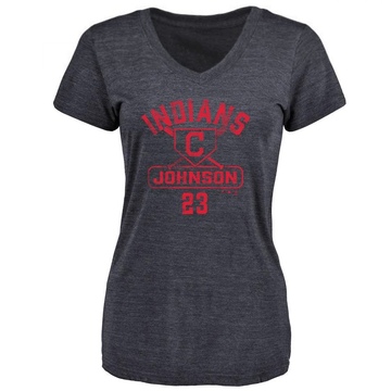 Women's Cleveland Guardians Daniel Johnson ＃23 Base Runner T-Shirt - Navy