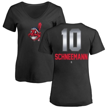 Women's Cleveland Guardians Daniel Schneemann ＃10 Midnight Mascot V-Neck T-Shirt - Black