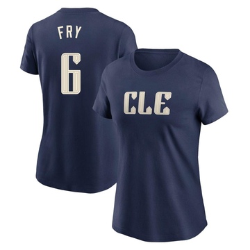 Women's Cleveland Guardians David Fry ＃6 2024 City Connect T-Shirt - Navy