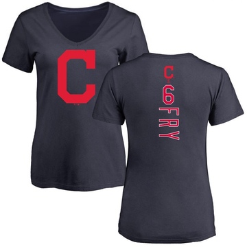 Women's Cleveland Guardians David Fry ＃6 Backer Slim Fit T-Shirt - Navy