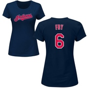 Women's Cleveland Guardians David Fry ＃6 Roster Name & Number T-Shirt - Navy