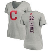 Women's Cleveland Guardians Dean Chance ＃32 Backer Slim Fit T-Shirt Ash